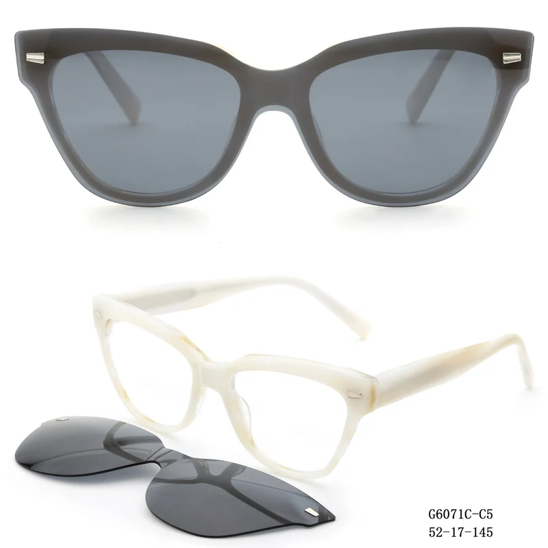 Dame moter Cat-Eye solbriller med avtakbare glass Luvikno