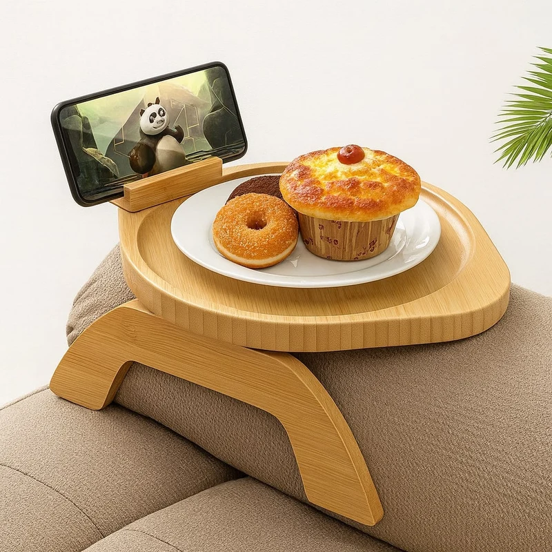 SofaNest Armlene Bord Tre Sofa Sidebord Med Telefonholder | Luvikno