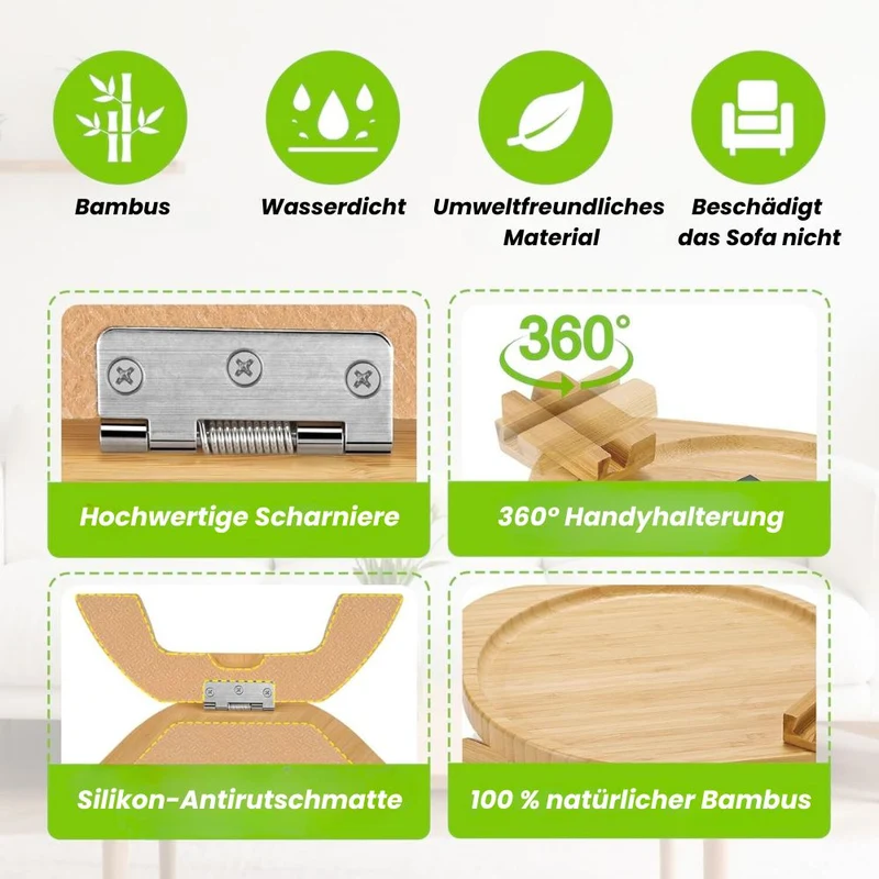 SofaNest Armlene Bord Tre Sofa Sidebord Med Telefonholder | Luvikno