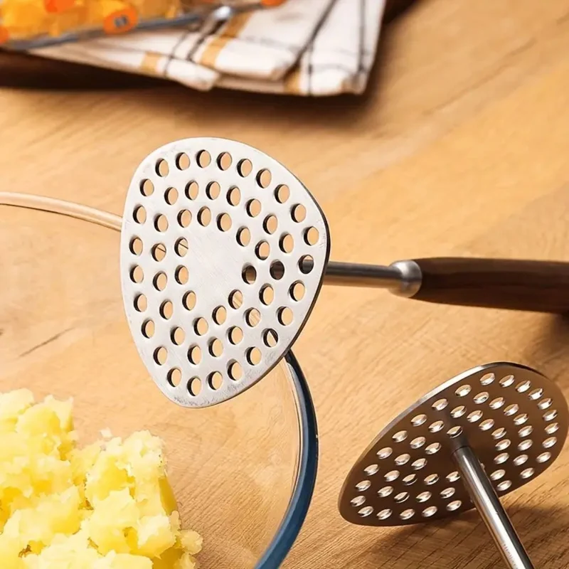 PureGrip Poteterstapper Rustfritt Stål 304 Med Trehåndtak | Luvikno