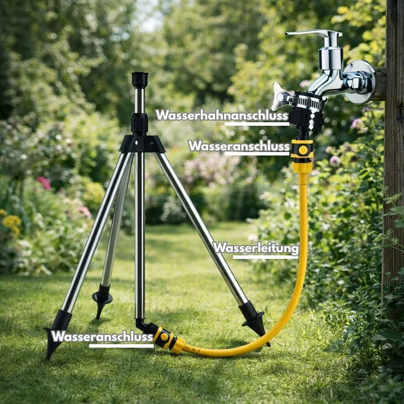 AquaStraal Hagevanning Med Stativ 360 Grader | Luvikno