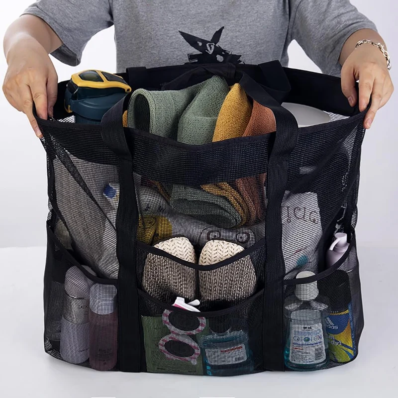 Sammenleggbart Mesh Strandveske med 9 Lommer for Familiedager | Luvikno