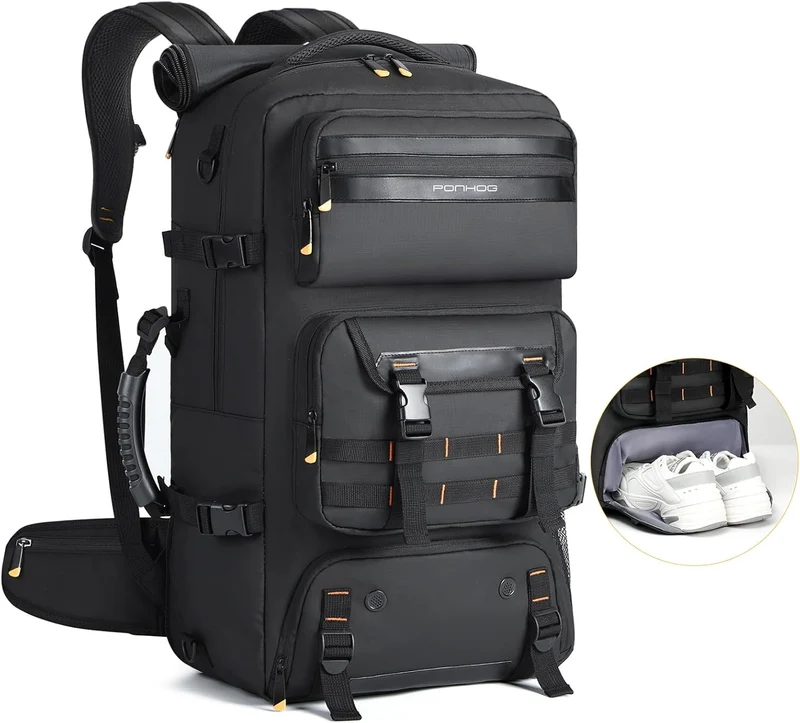 50L Flyklar Konverterbar Reise Ryggsekk med Skoparti & USB-port | Luvikno