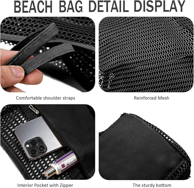 Foldbar mesh strand tote bag med innerlomme | Luvikno