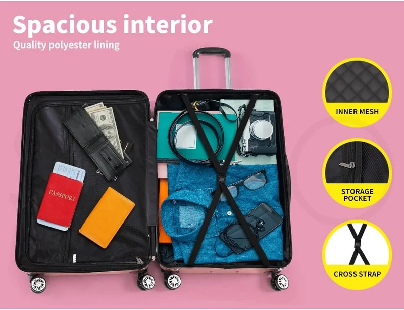 Hard Shell Carry-On Bagasje med Lås & Spinner Hjul – Rosemont | Luvikno