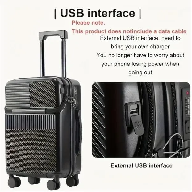 Hard Shell Carry-On med koppholder, USB-port og TSA-lås | Luvikno