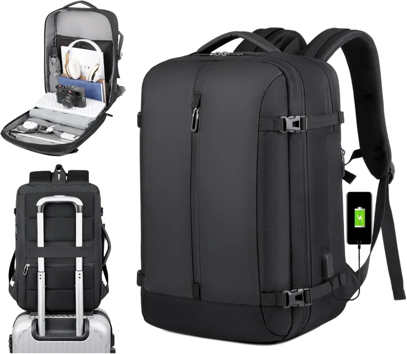 40L Utvidbar Vanntett Reiseryggsekk med USB-port og 17” Laptop-futteral – AirVoyage | Luvikno