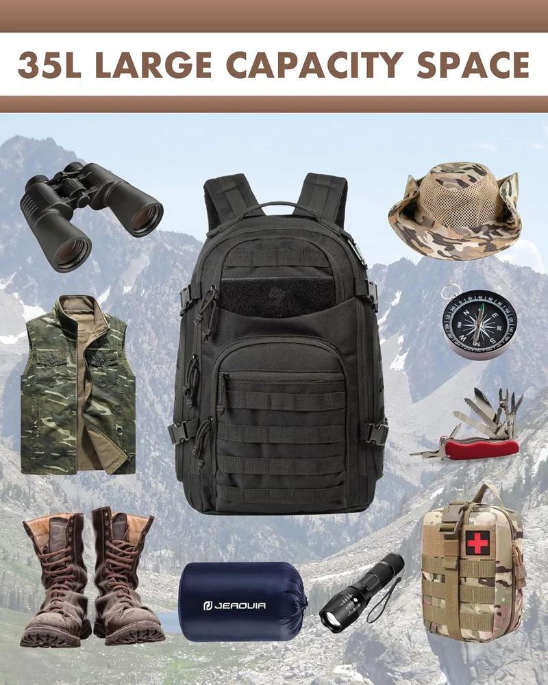 35L Utendørs Taktisk Ryggsekk med Molle System og Laptop Oppbevaring | Luvikno