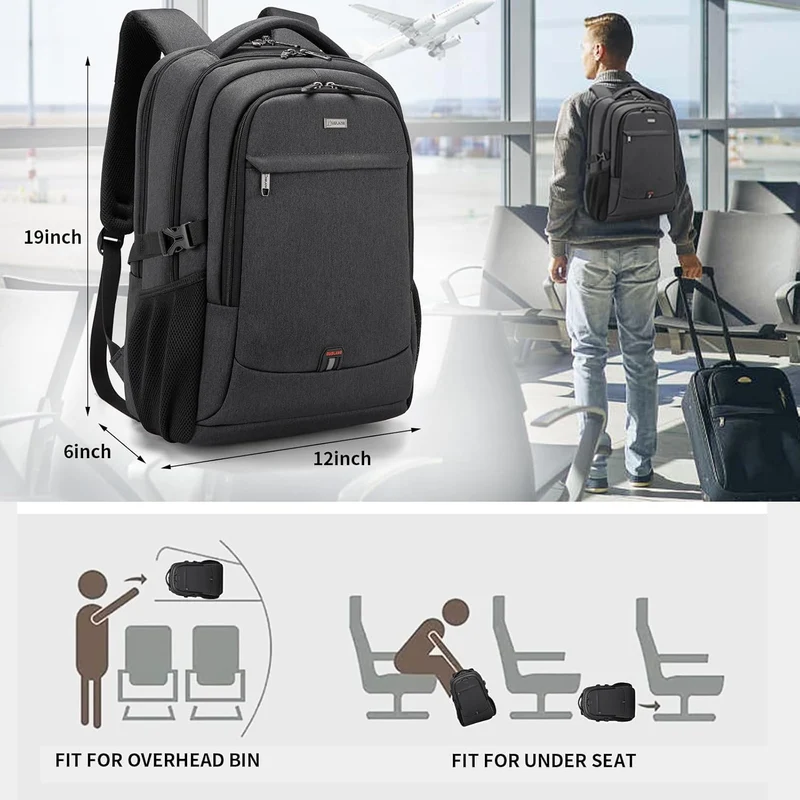 Vanntett reise laptop ryggsekk med USB-port og organisert lagring | Luvikno