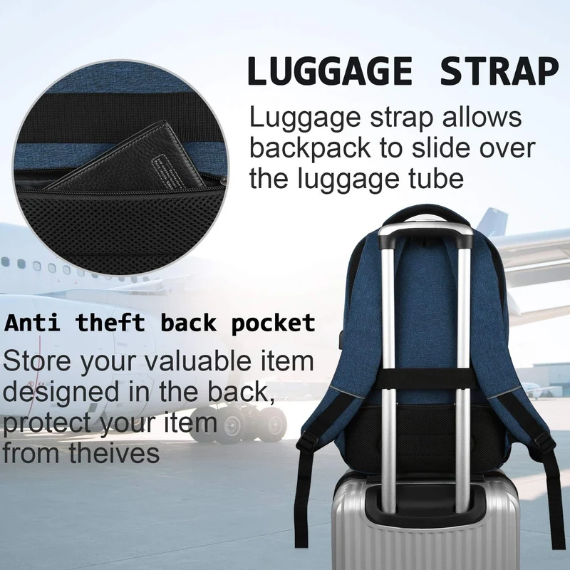 Slim anti-tyveri laptop ryggsekk med USB-ladeport | Luvikno