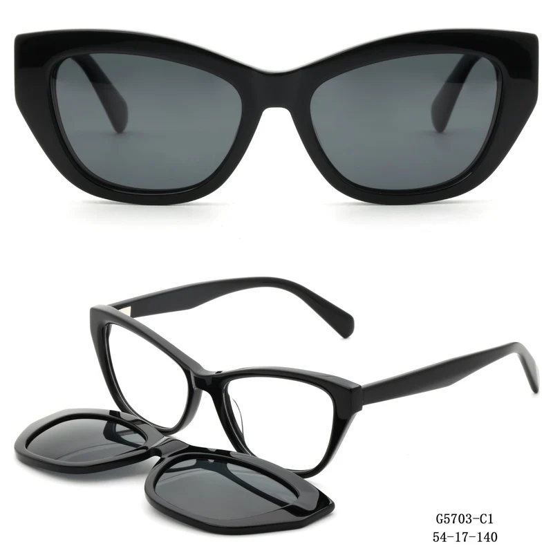 Dame Kunstnerisk utformet Cat-Eye solbriller med avtakbare glass Luvikno