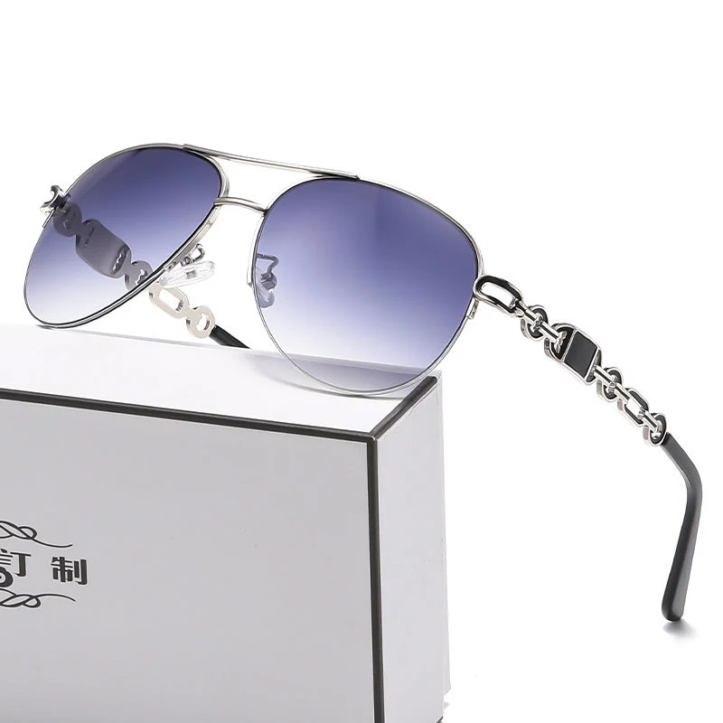 Dame aviator solbrille med moteriktig kjededetalj Luvikno