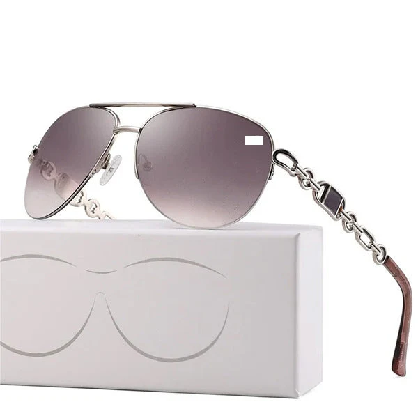 Dame aviator solbrille med moteriktig kjededetalj Luvikno