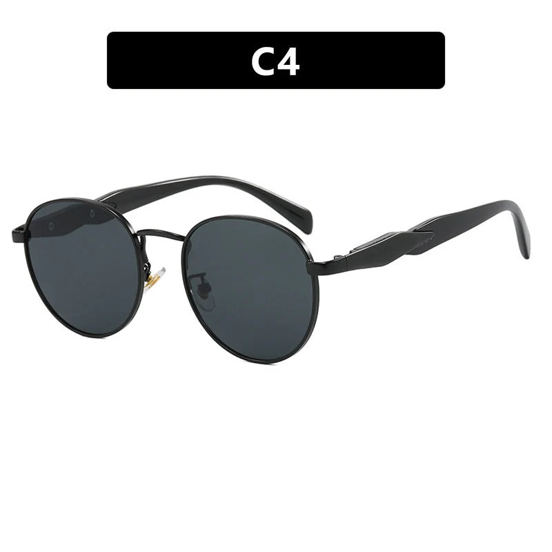 Dame rund solbrille med elegant, gullramme og UV-beskyttelse Luvikno