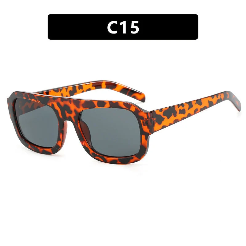 Dame oversized solbrille med markant rektangulært ramme Luvikno