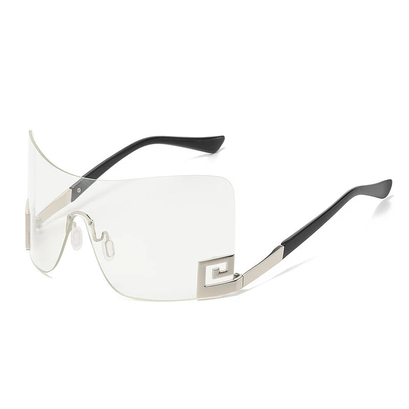 Dame Oversized Shield-solbrille med ekstravagant design Luvikno