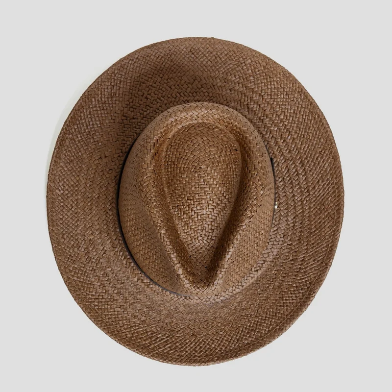 Moderne Minimalistisk Strå Fedora Hatt – Kaffe | Luvikno