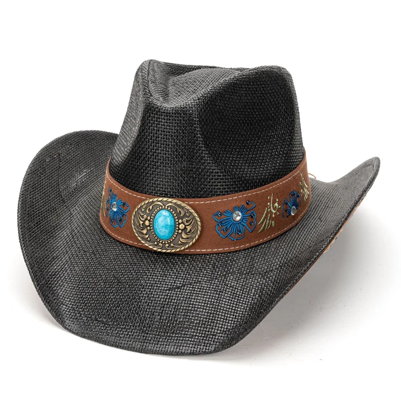 Strå Kort Bred Cowboyhatt – Vestlig Stil | Luvikno