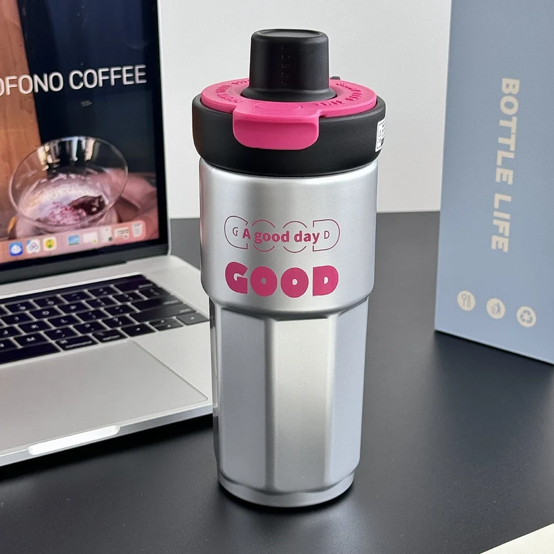 Dame stilige kaffekopp med lekkasjesikkert lokk Luvikno