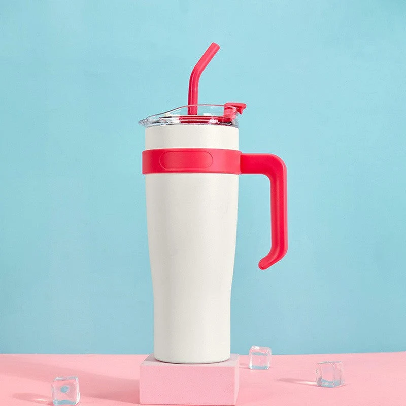 Dame isolasjonsbecher med sugerør og ergonomisk grep Luvikno