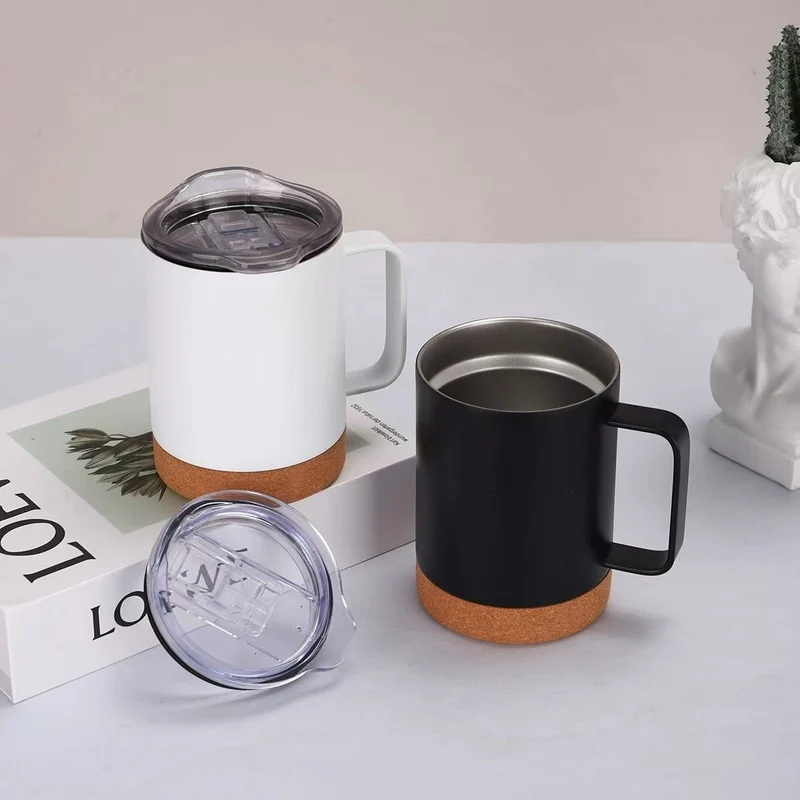 Damer elegant kaffekopp med korkbunn og gjennomsiktig lokk Luvikno