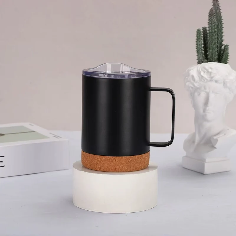 Damer elegant kaffekopp med korkbunn og gjennomsiktig lokk Luvikno