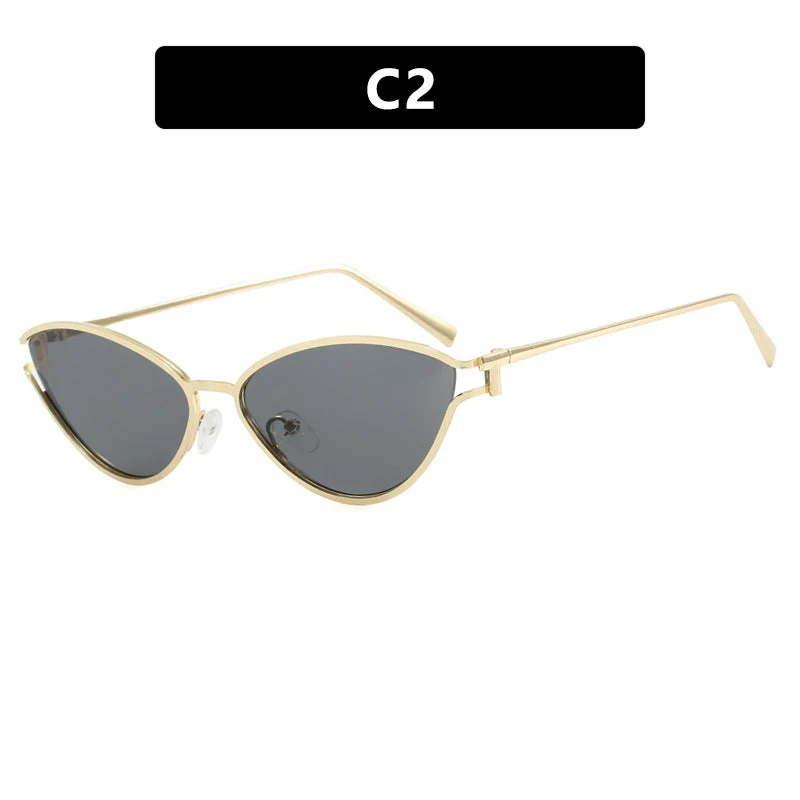 Dame Cat-Eye solbriller i elegant gullramme Luvikno