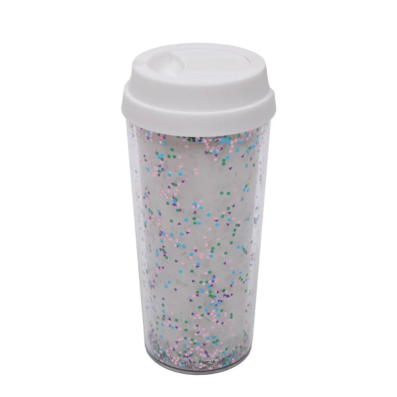 Dame Glitter Drikkekopp med Lekkasjefri Lokk og Ergonomisk Håndtak Luvikno