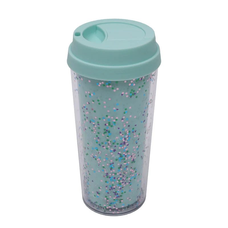 Dame Glitter Drikkekopp med Lekkasjefri Lokk og Ergonomisk Håndtak Luvikno