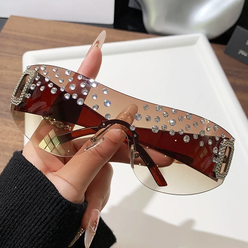 Dame Glamourøse solbriller med glitrende detaljer Luvikno