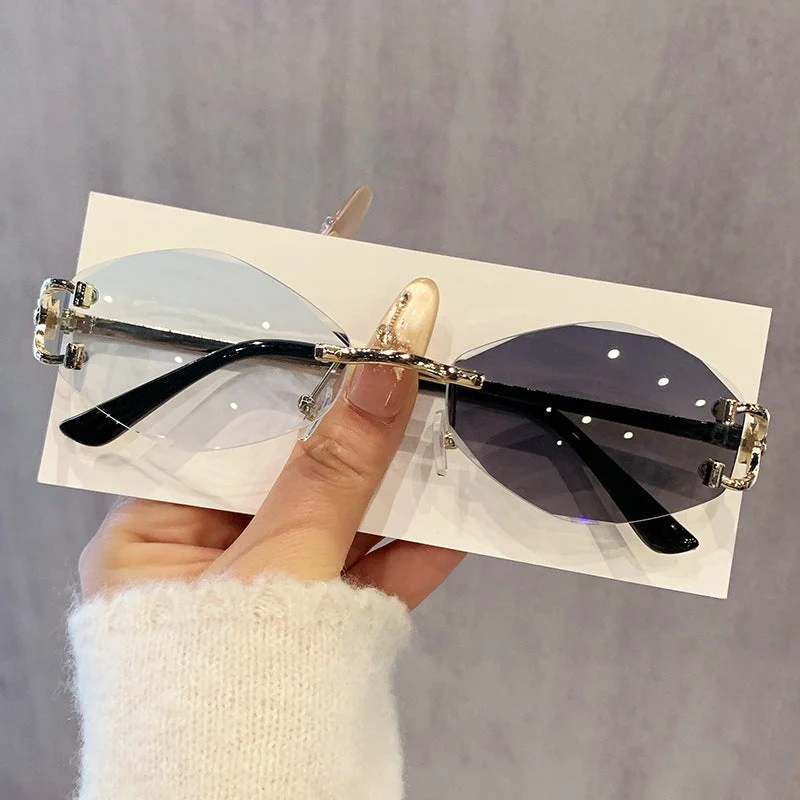 Dame futuristisk solbrille med iøynefallende heksagonalramme og høykvalitets glitrende aksenter Luvikno