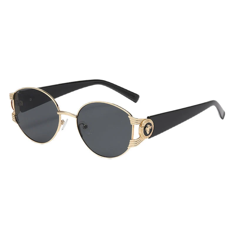 Dame elegant solbrille med luksuriøs metallramme og speilte glass Luvikno