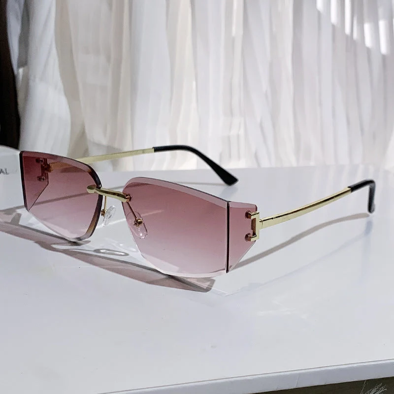 Dame elegant solbrille med høyverdig geometrisk design Luvikno