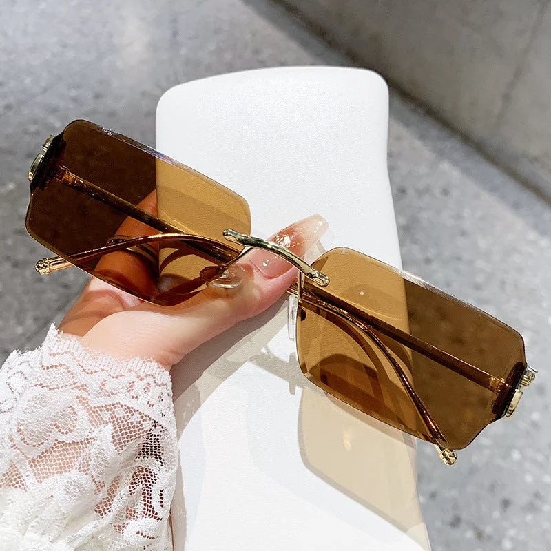 Dame elegant firkantet solbrille med stilfullt skjellmønster og UV-beskyttelse Luvikno