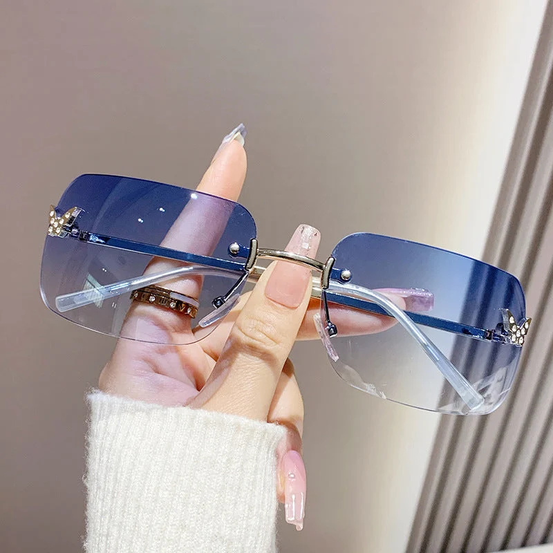 Dame elegant oversized solbriller med vevd gullramme Luvikno