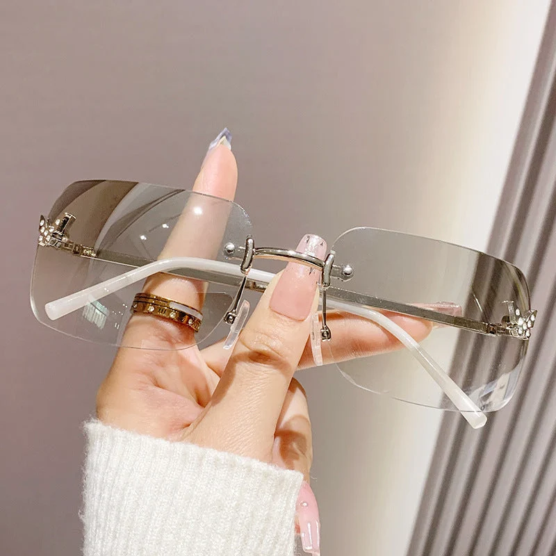 Dame elegant oversized solbriller med vevd gullramme Luvikno
