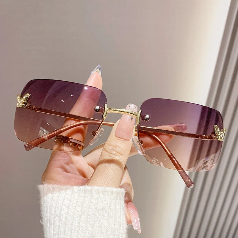 Dame elegant oversized solbriller med vevd gullramme Luvikno