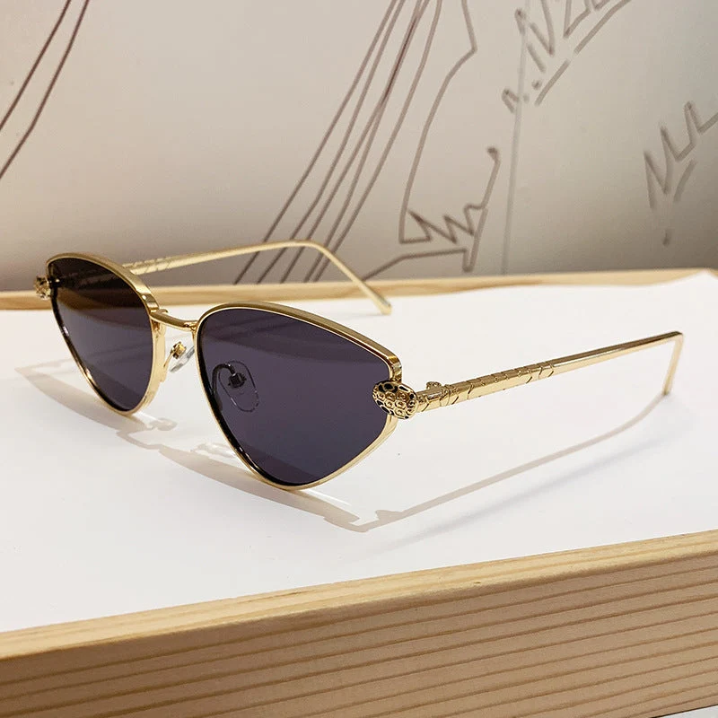 Dame designer solbrille med stilig cat-eye design og luksuriøs ramme Luvikno