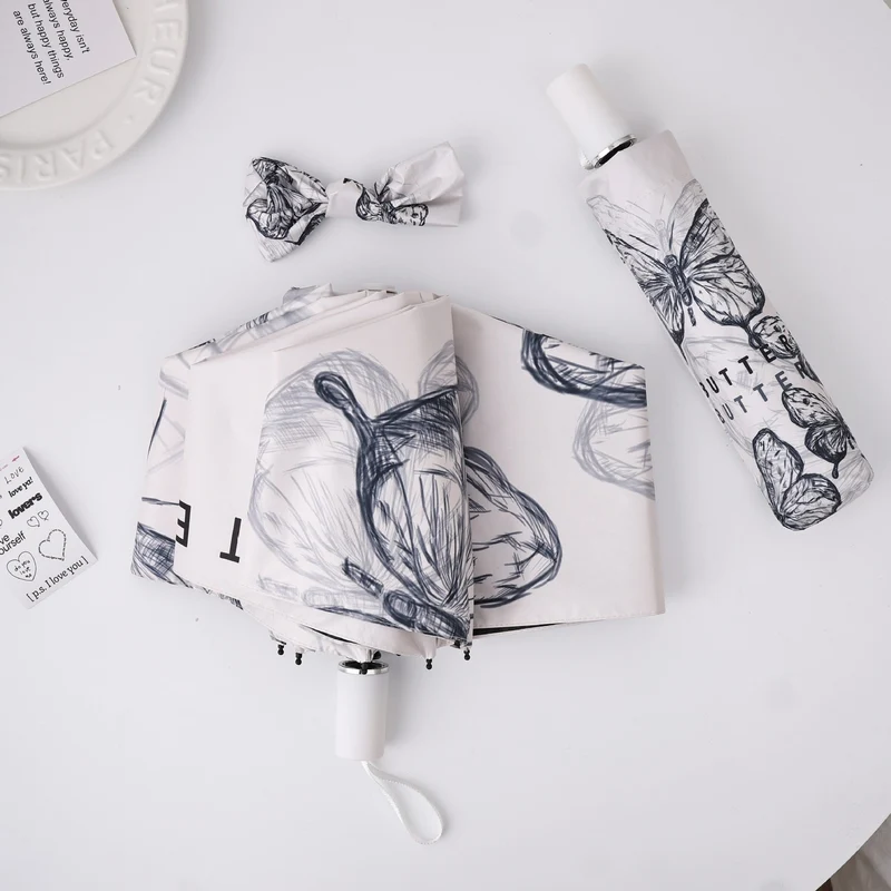 Dame fashionable foldeparaply med leken design Luvikno