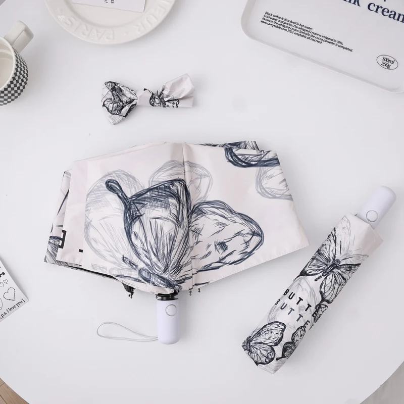Dame fashionable foldeparaply med leken design Luvikno