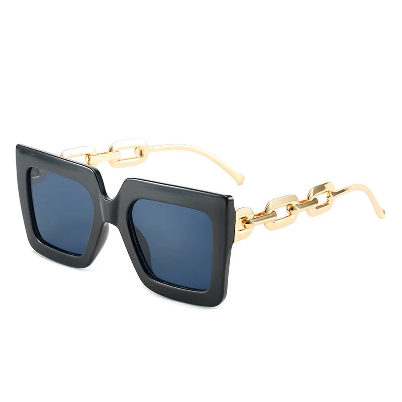 Dame cat-eye solbriller med luksuriøs design og kjedeinnramming Luvikno