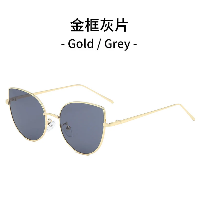 Dame cat-eye solbrille med filigran gullramme Luvikno