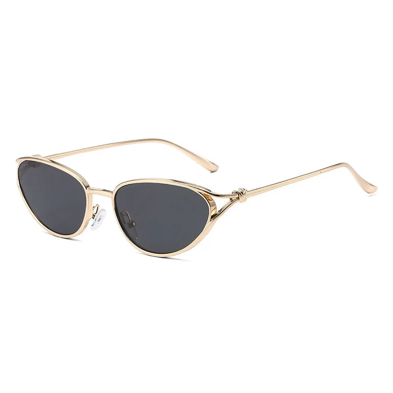 Dame Cat-Eye solbriller med elegant gullramme og polarisert glass Luvikno