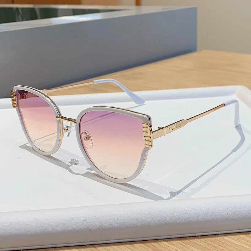 Damer Cat-Eye solbriller med elegante fremhevede linser Luvikno