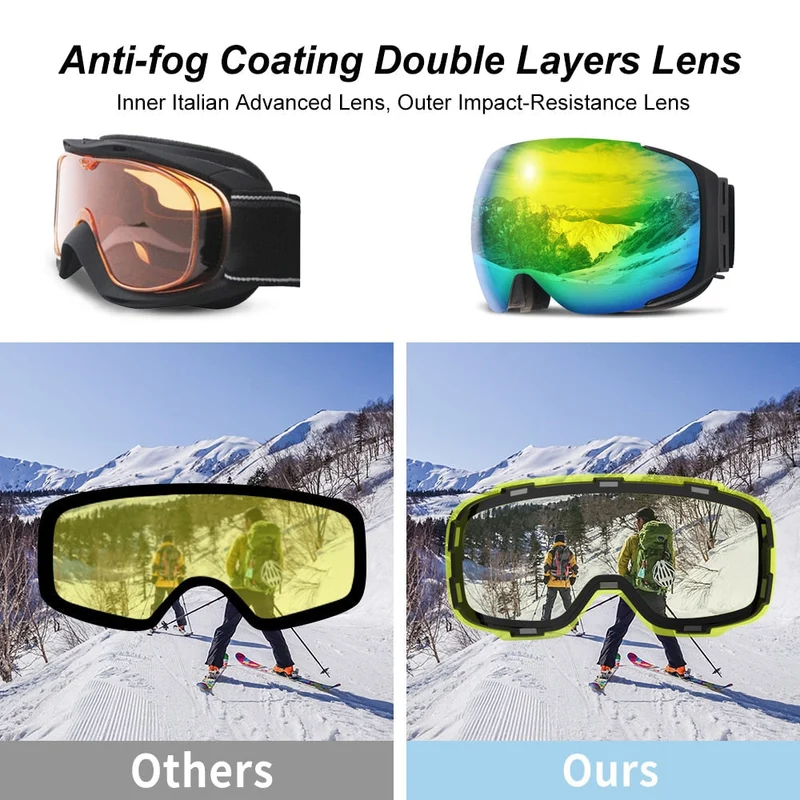 Magnetisk UV-beskyttelse anti-dugg ski goggles | Luvikno