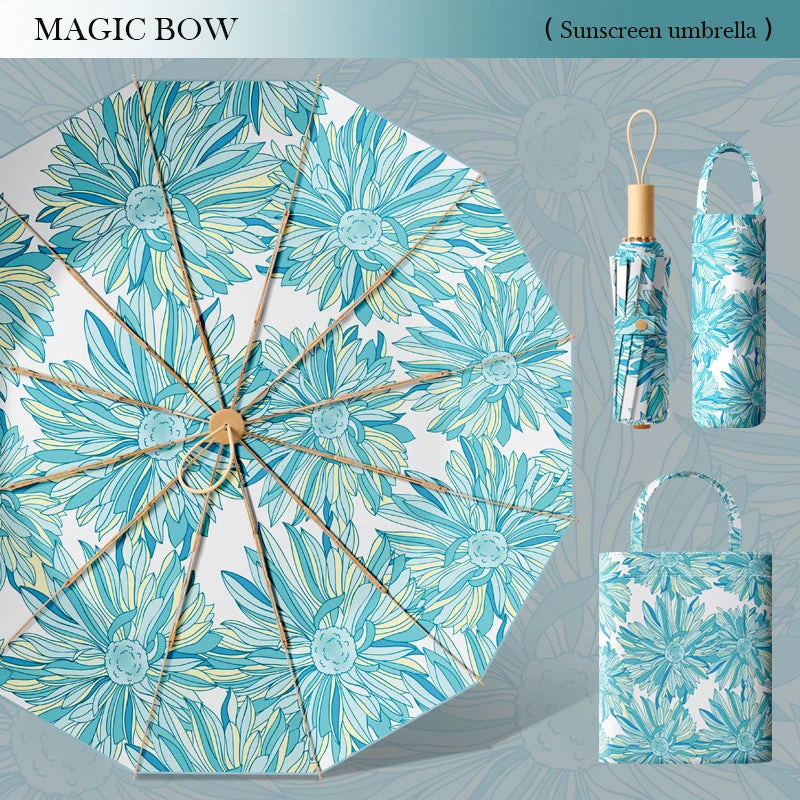Dame kreativ solbeskyttelsesparaply med kunstnerisk blomsterdesign Luvikno