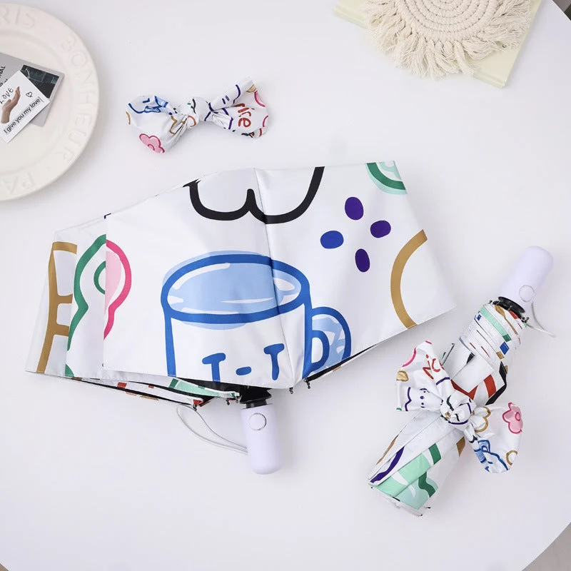 Damer kreativ sammenleggbart paraply med fargerike motiver Luvikno