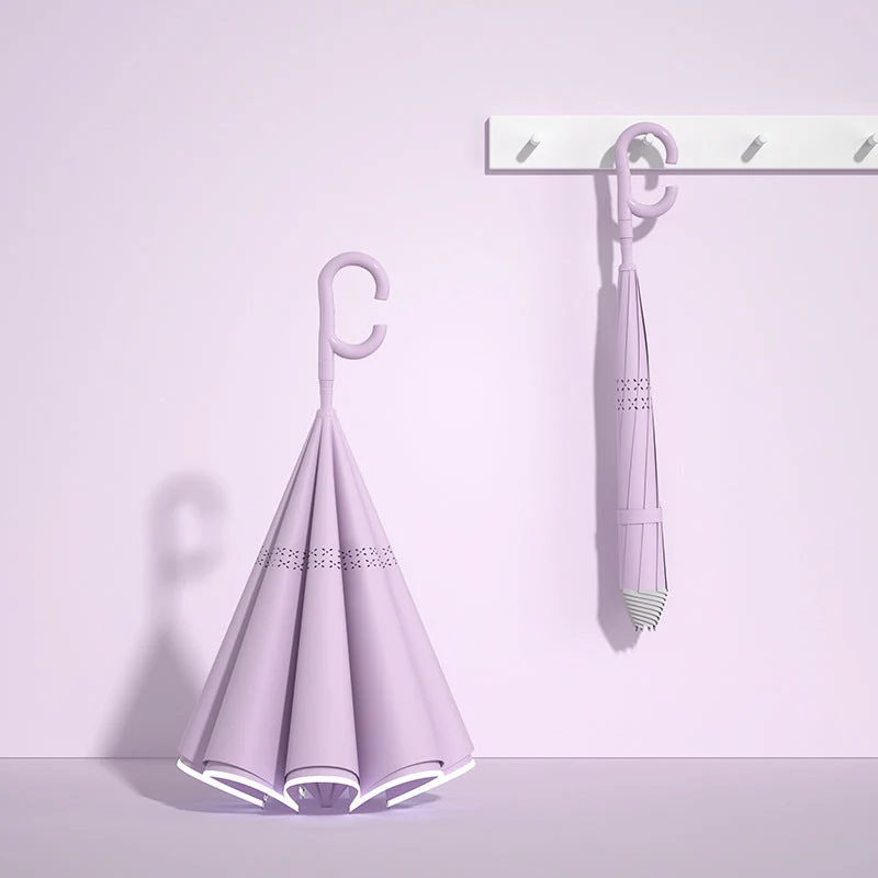 Damer innovativ mini sammenleggbart paraply med ergonomisk håndtak Luvikno