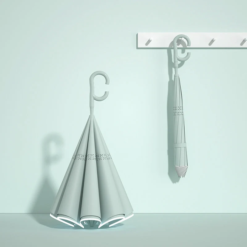Damer innovativ mini sammenleggbart paraply med ergonomisk håndtak Luvikno