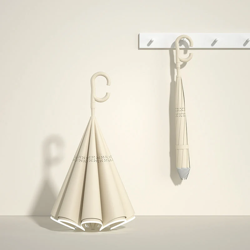Damer innovativ mini sammenleggbart paraply med ergonomisk håndtak Luvikno